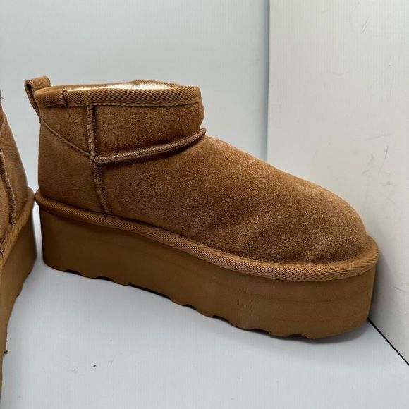 CUSHIONAIRE Women's Genuine Suede pull on platform boot +Memory Foam 6 CHESTNUT - Picture 6 of 7